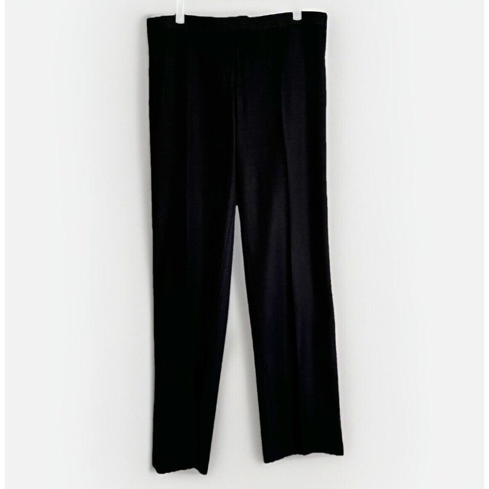 Karen Millen England Classic Black 100% Wool Pants Women 10 Braided Seam Office